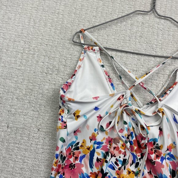 Catalina Swimwear Floral Watercolor Top Halter Size L Tropical AOP Summer Beach - Picture 12 of 12